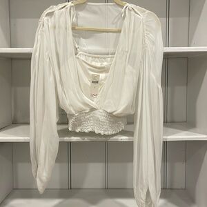 White sheer Anthropologie blouse XS